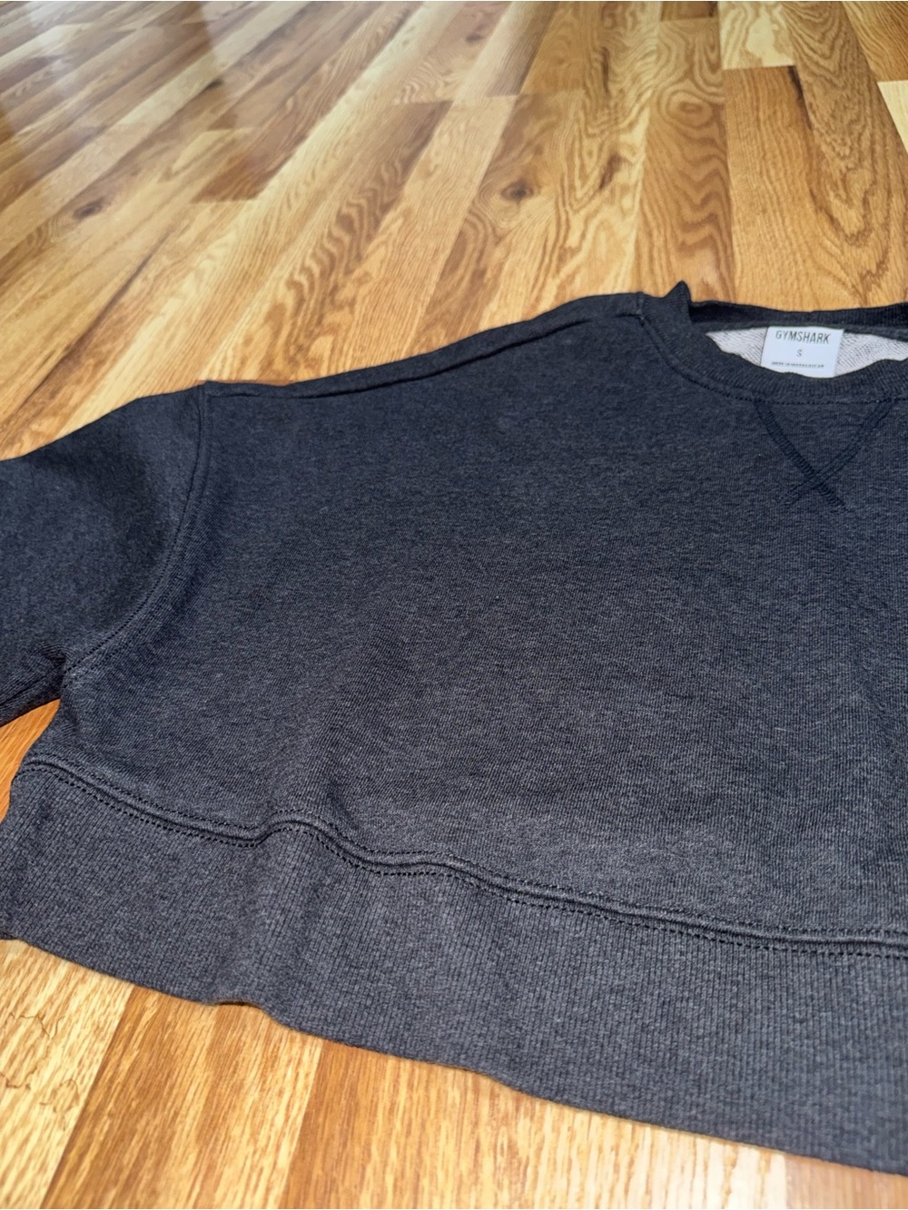 Gymshark Rest Day Sweats Cropped Pullover Sweatshirt Dark Gray Marl Size Small - Picture 7 of 11